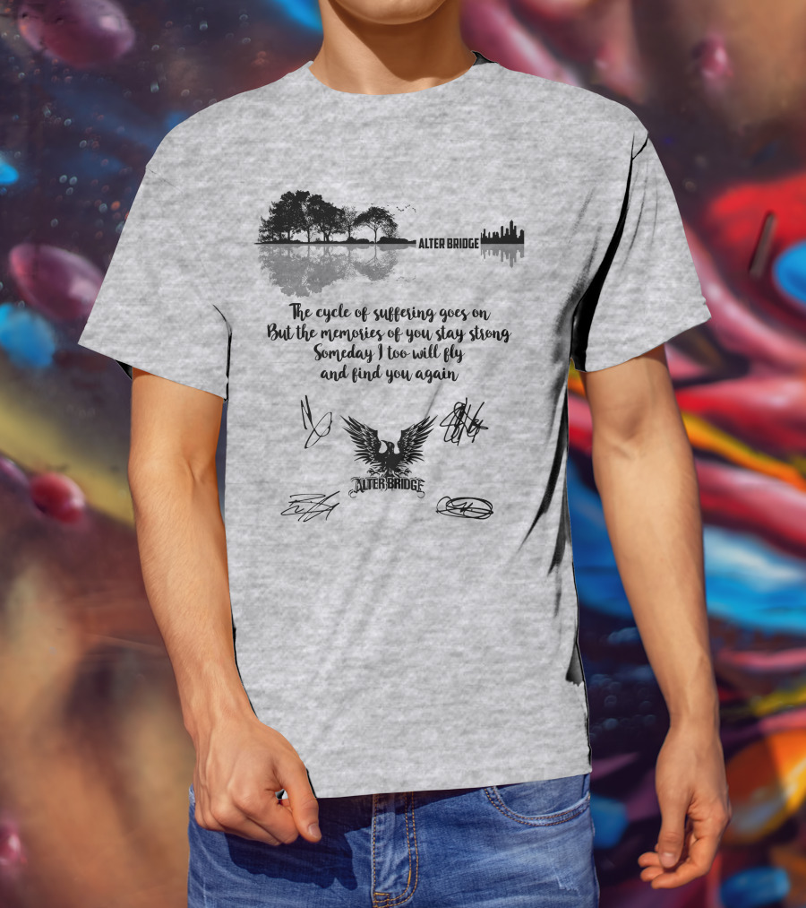 Alter Bridge Cycle Of Suffering Reflection Skyline Eagle Signatures T-Shirt