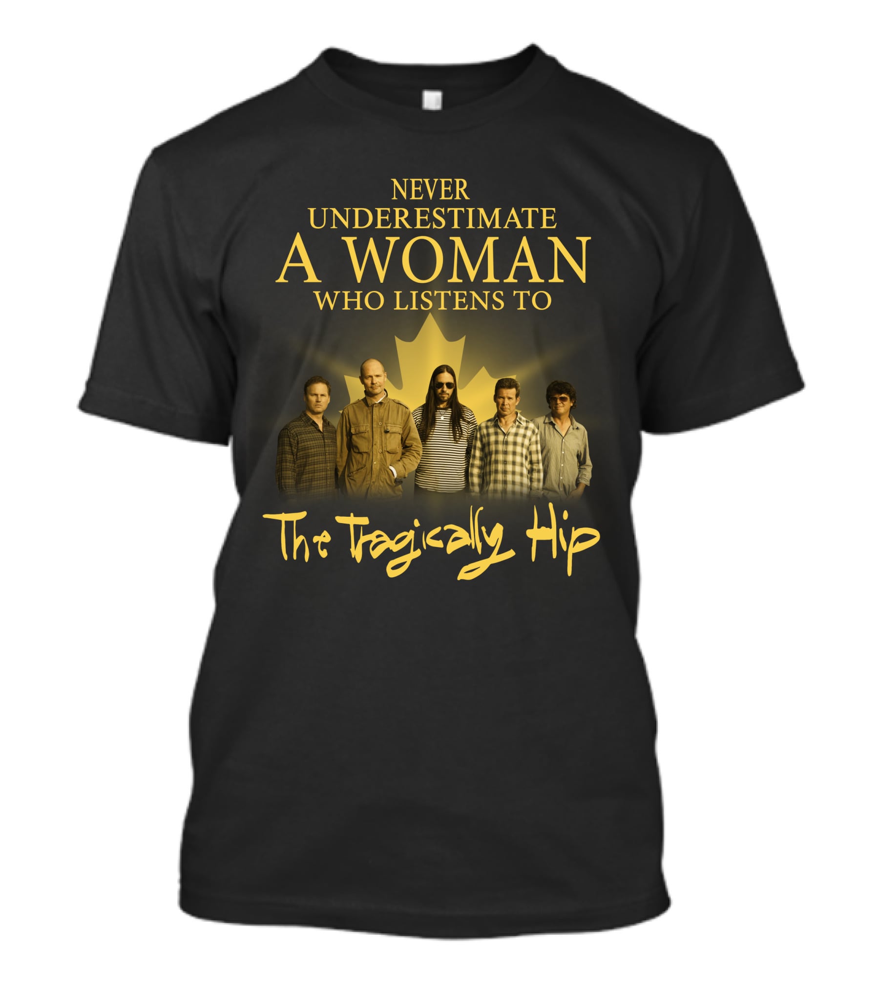 Never Underestimate A Woman Who Listens To The Tragically Hip T-Shirt