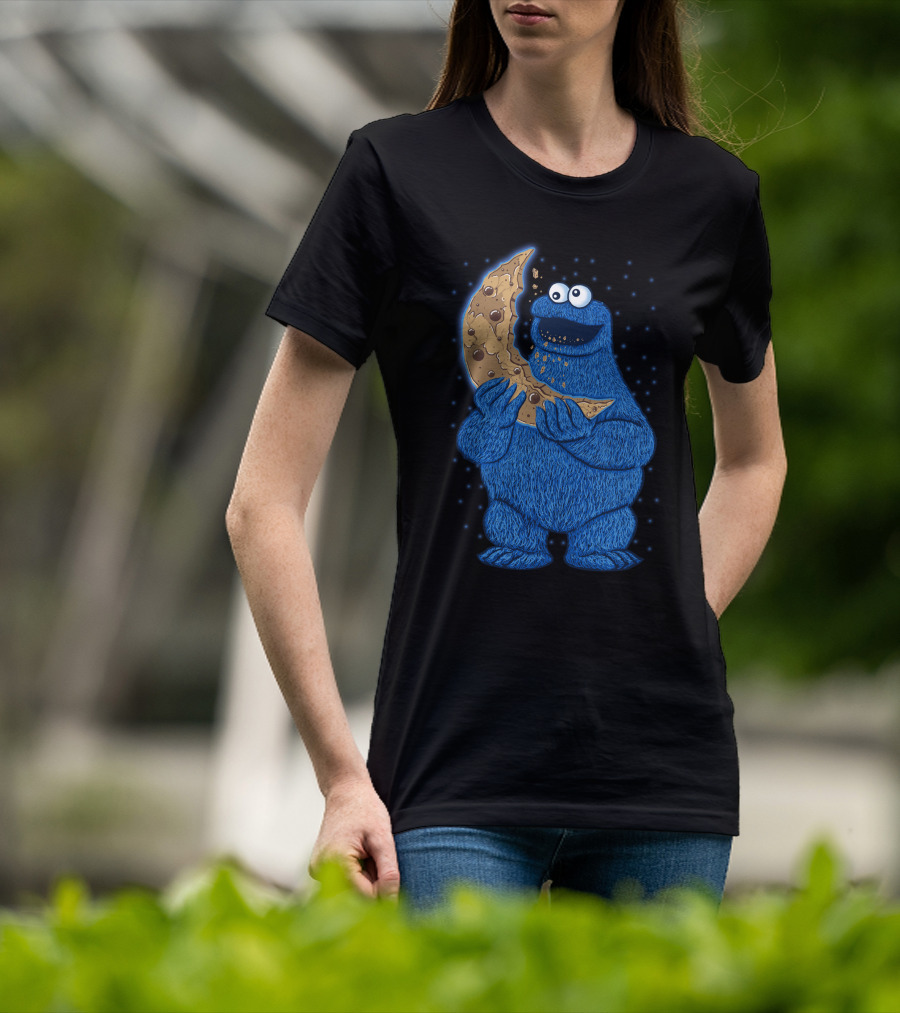 Cookie Monster Eating Moon Cookie T-Shirt