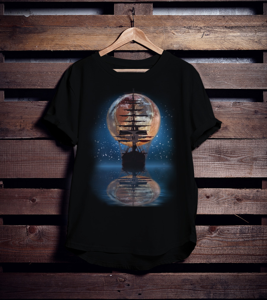 GD ShipofFools Skull Ship Moon Reflection T-Shirt