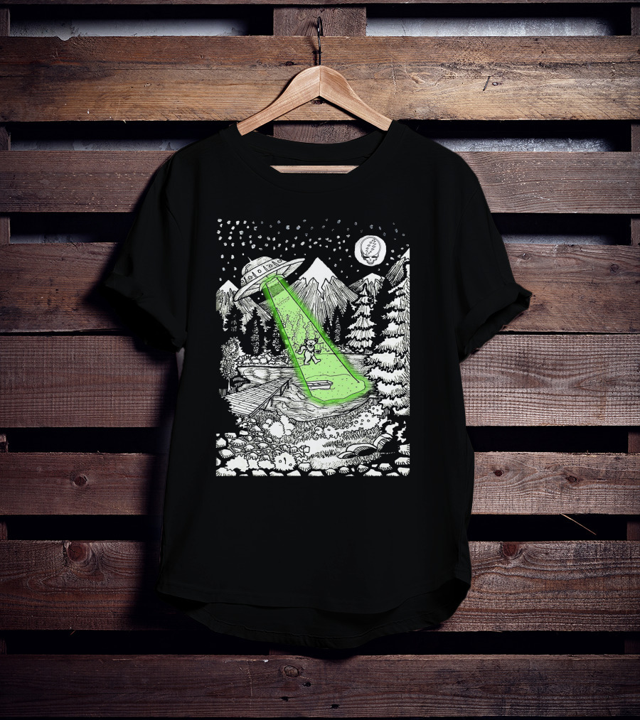 Space GD Abduction Scene With UFO And Astronaut In Forest T-Shirt
