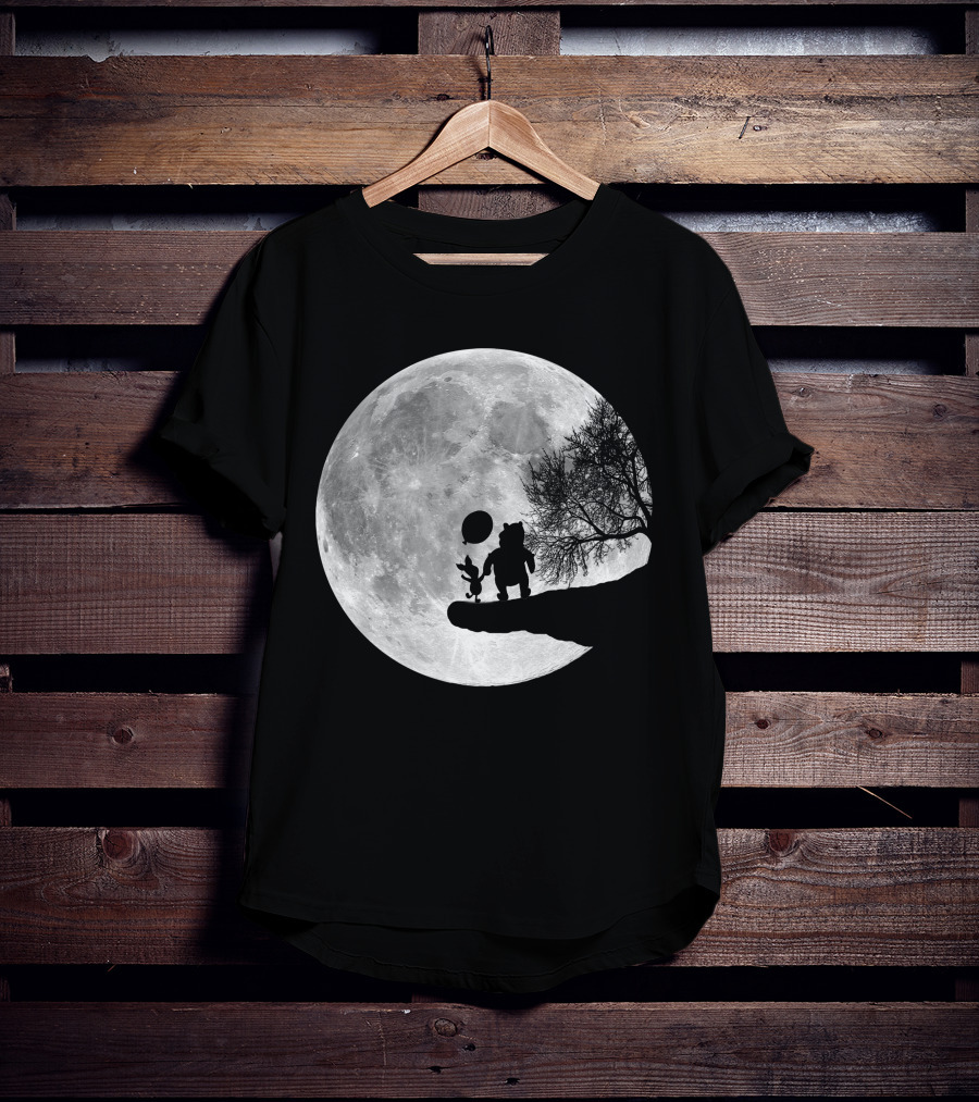 Pooh And Winnie Silhouettes Against Full Moon T-Shirt