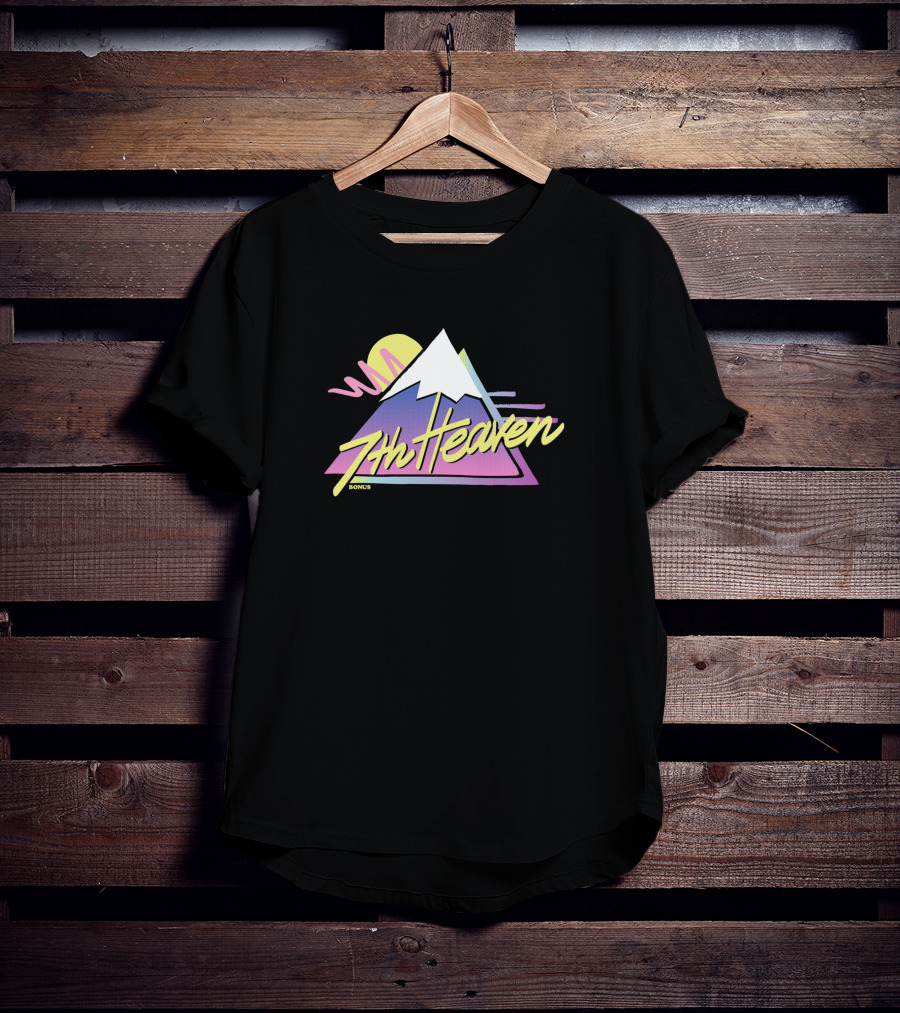 7th Heaven Retro Mountain Sunset Aesthetic Bonus T-Shirt