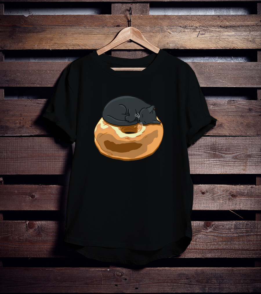 Bagel Cat Black Sleeping On Bagel 1230319 T-Shirt