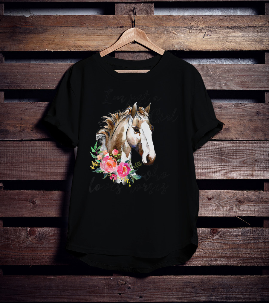 I'm Just A Girl Who Loves Horses Floral Horse T-Shirt