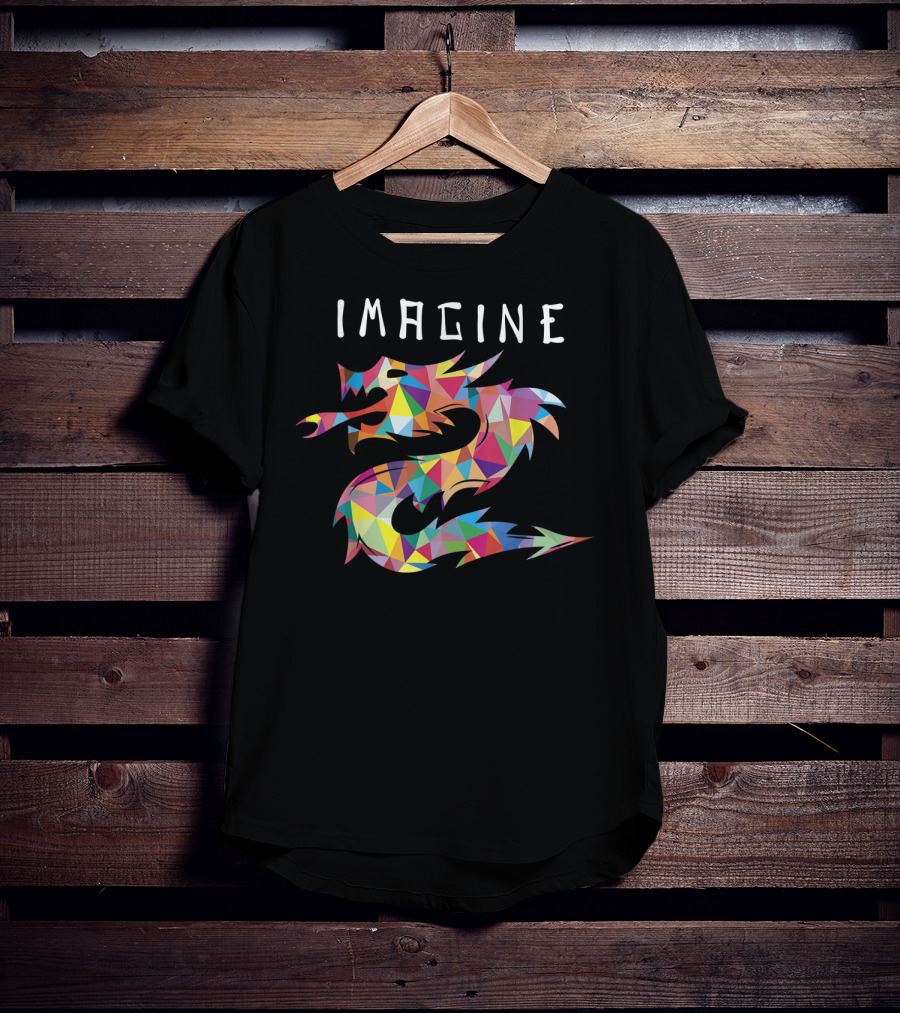 Imagine Colorful Geometric Dragon Tattoo T-Shirt