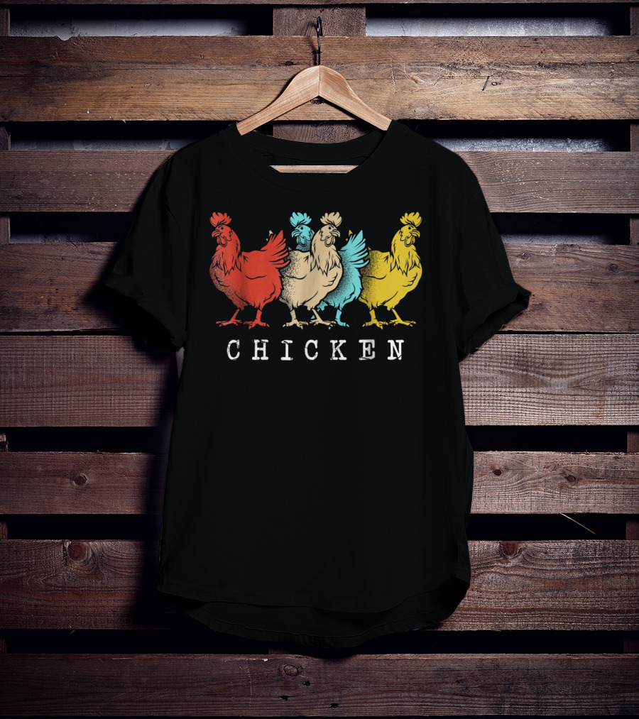Chicken Vintage Funny Farm Poultry Farmer Rooster Retro Colorful T-Shirt