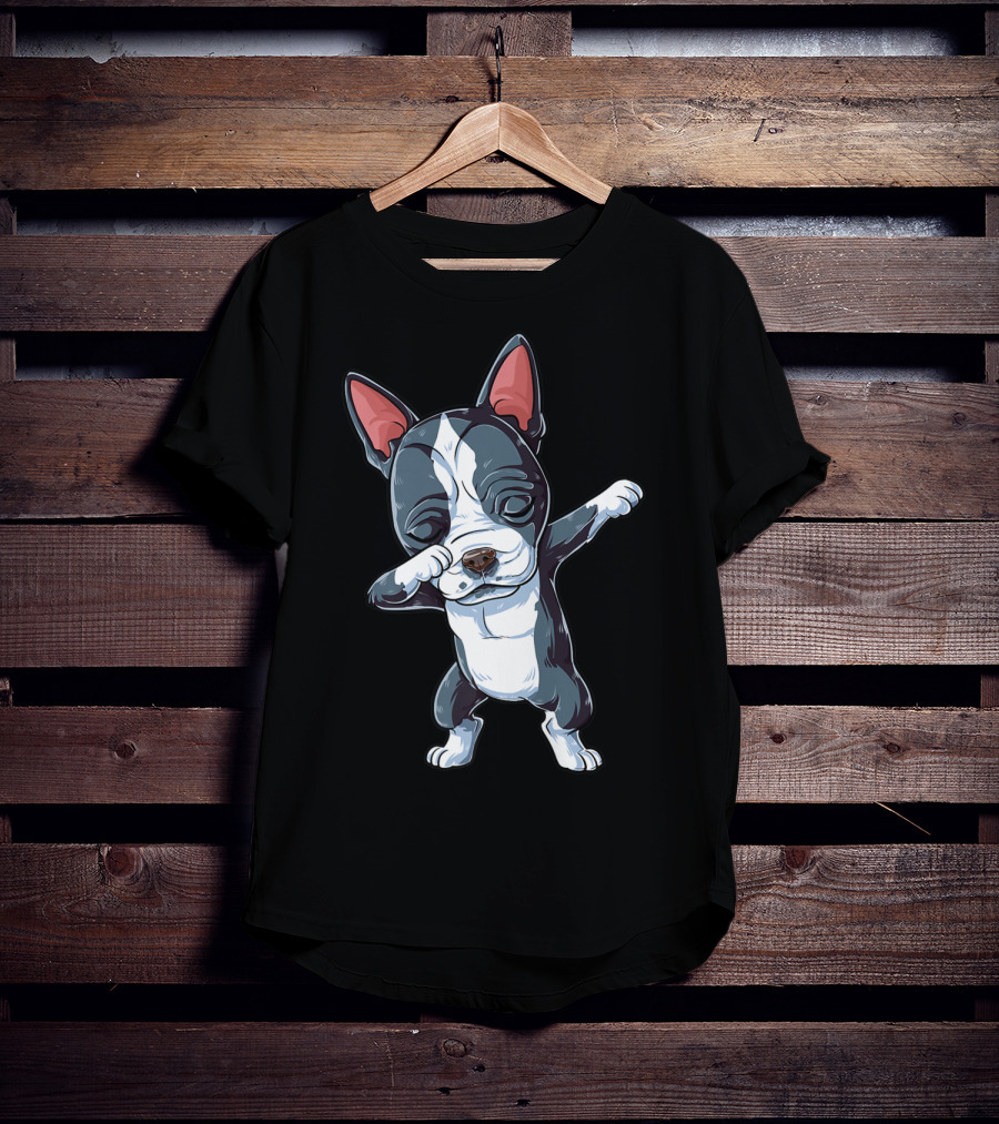 Dabbing Boston Terrier Boys Kids Dog Lover Dab T-Shirt