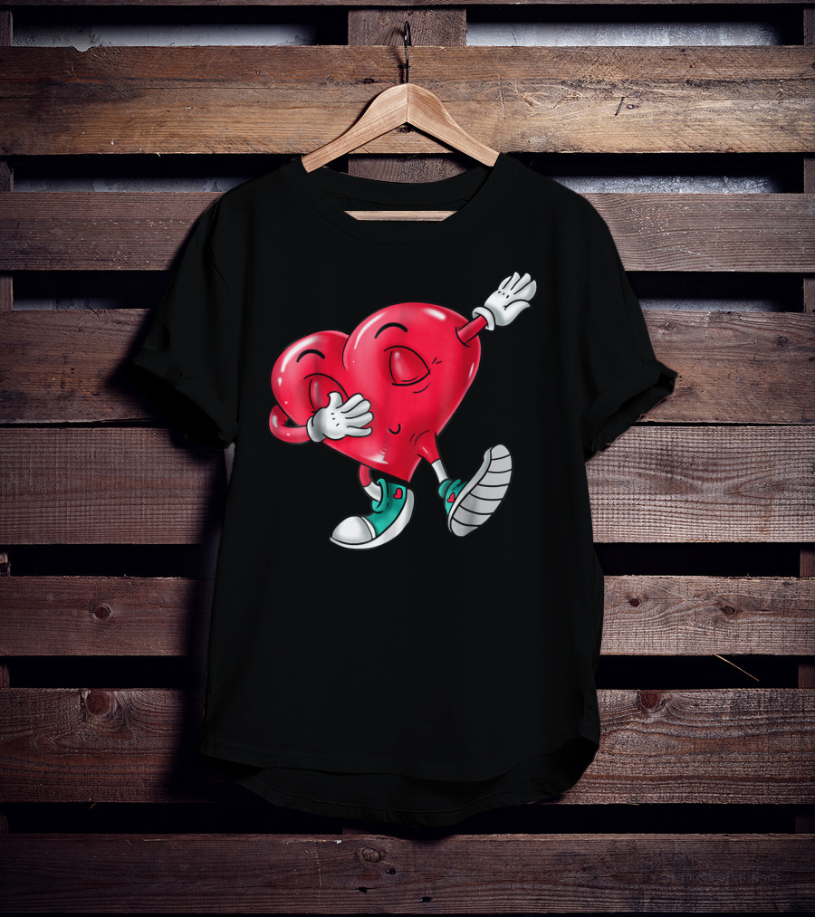 Dabbing Heart Valentine Kids Boys Love Day T-Shirt
