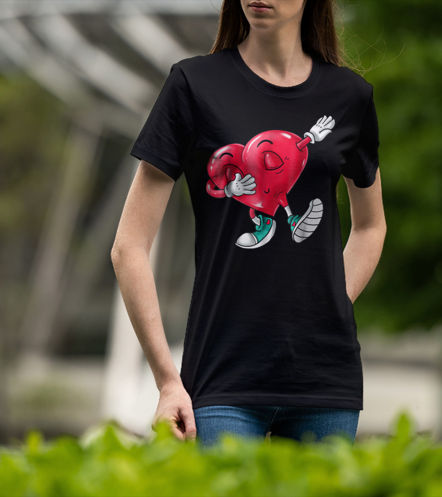 Dabbing Heart Valentine Kids Boys Love Day T-Shirt