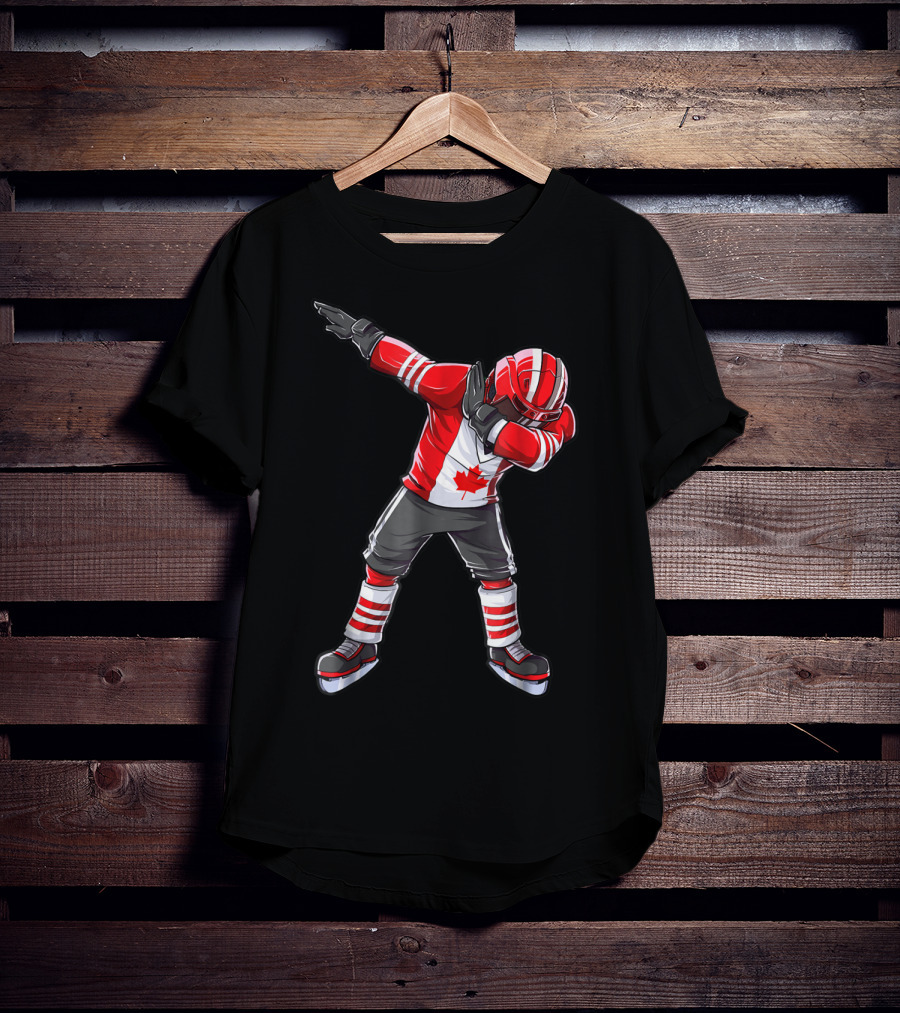 Dabbing Canada Flag Hockey Squad Boys Men Ice2 T-Shirt