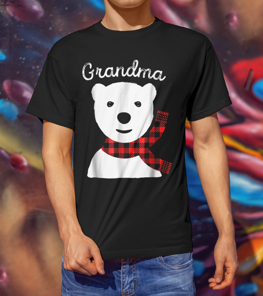 Grandma Plaid Bear Family Matching Christmas T-Shirt
