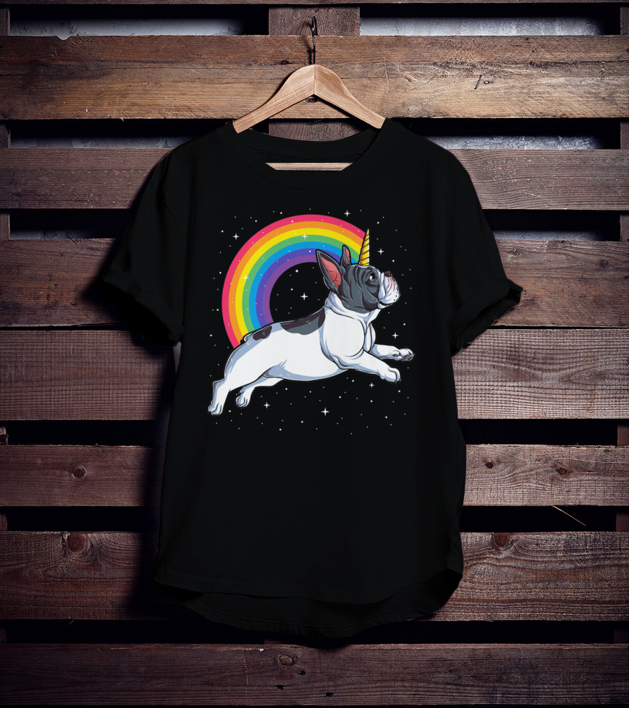 French Bulldog Unicorn Rainbow Galaxy Frenchicorn Kids Space Adventure T-Shirt