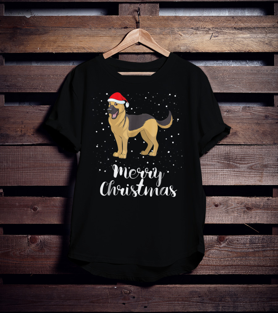 Merry Christmas German Shepherd Family Santa Hat T-Shirt