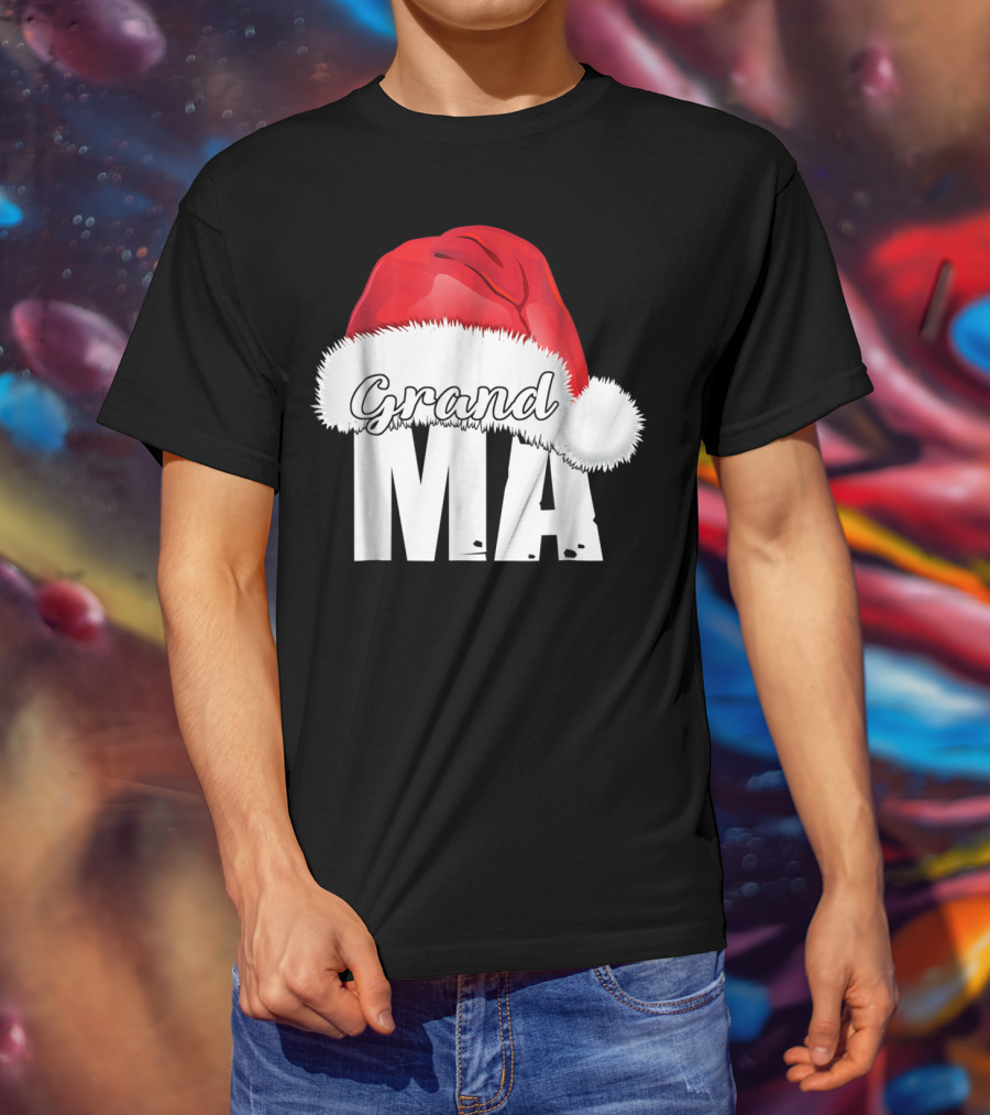 Grandma Christmas Santa Hat Family T-Shirt