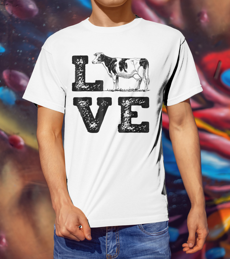 LOVE Cows Cow Lovers Farm Girls Women Farmer T-Shirt