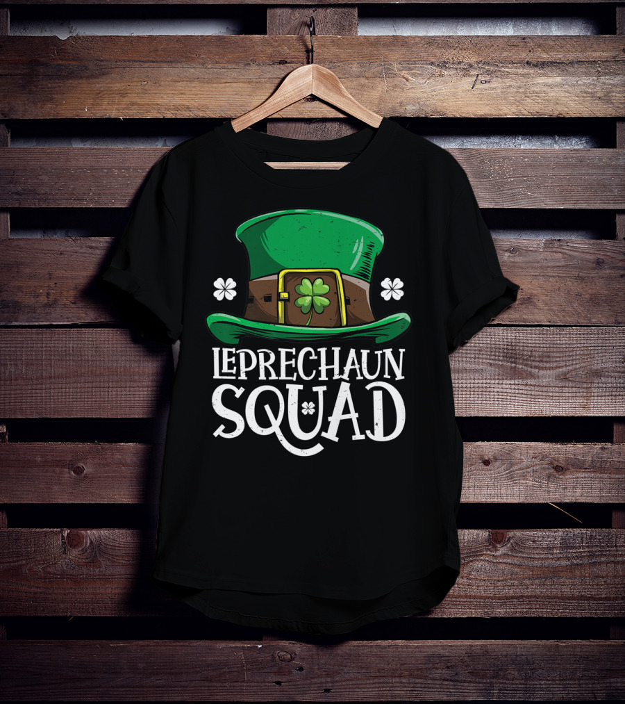 Leprechaun Squad St Patricks Day Costume12 Green Hat Clover Shamrock T-Shirt