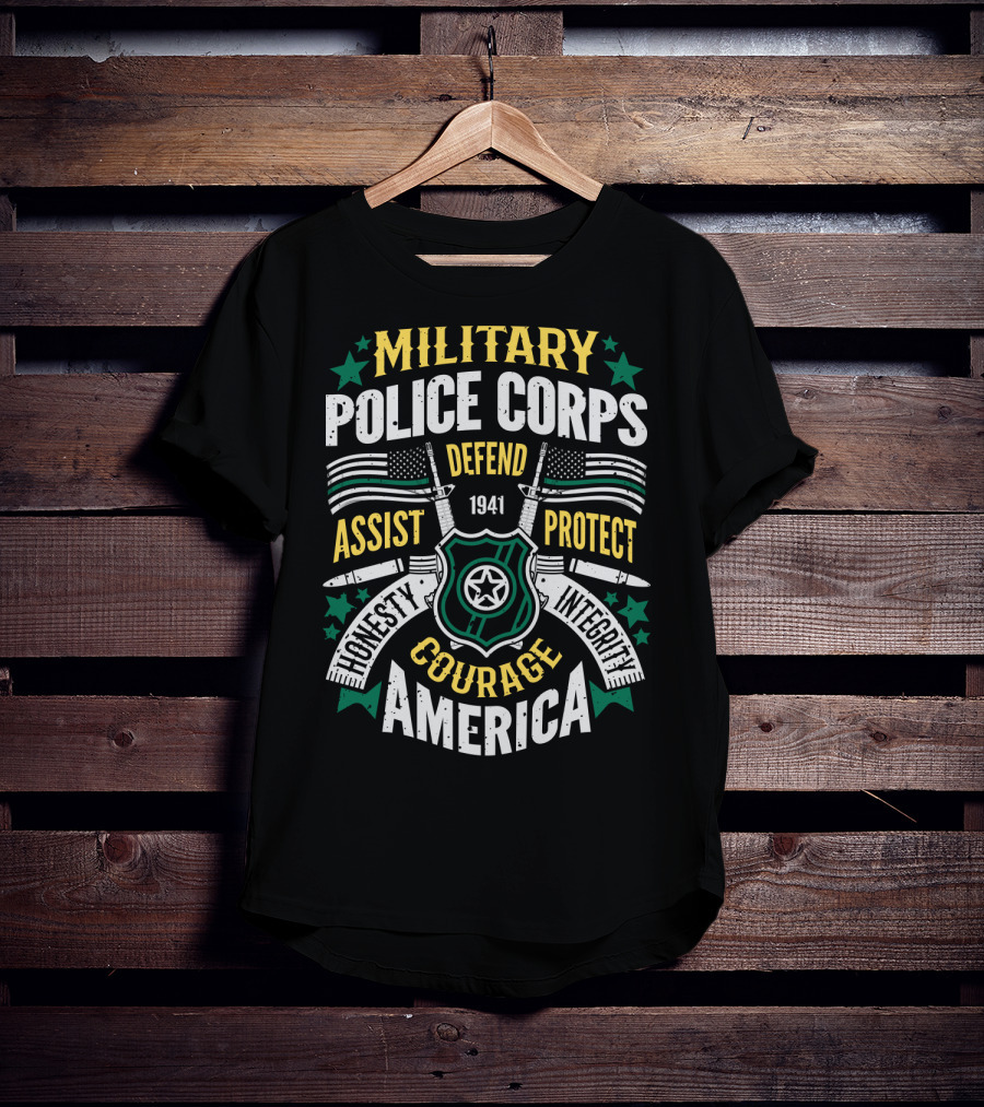 Military Police Corps Defend Assist Protect Honesty Courage Integrity America 1941 T-Shirt