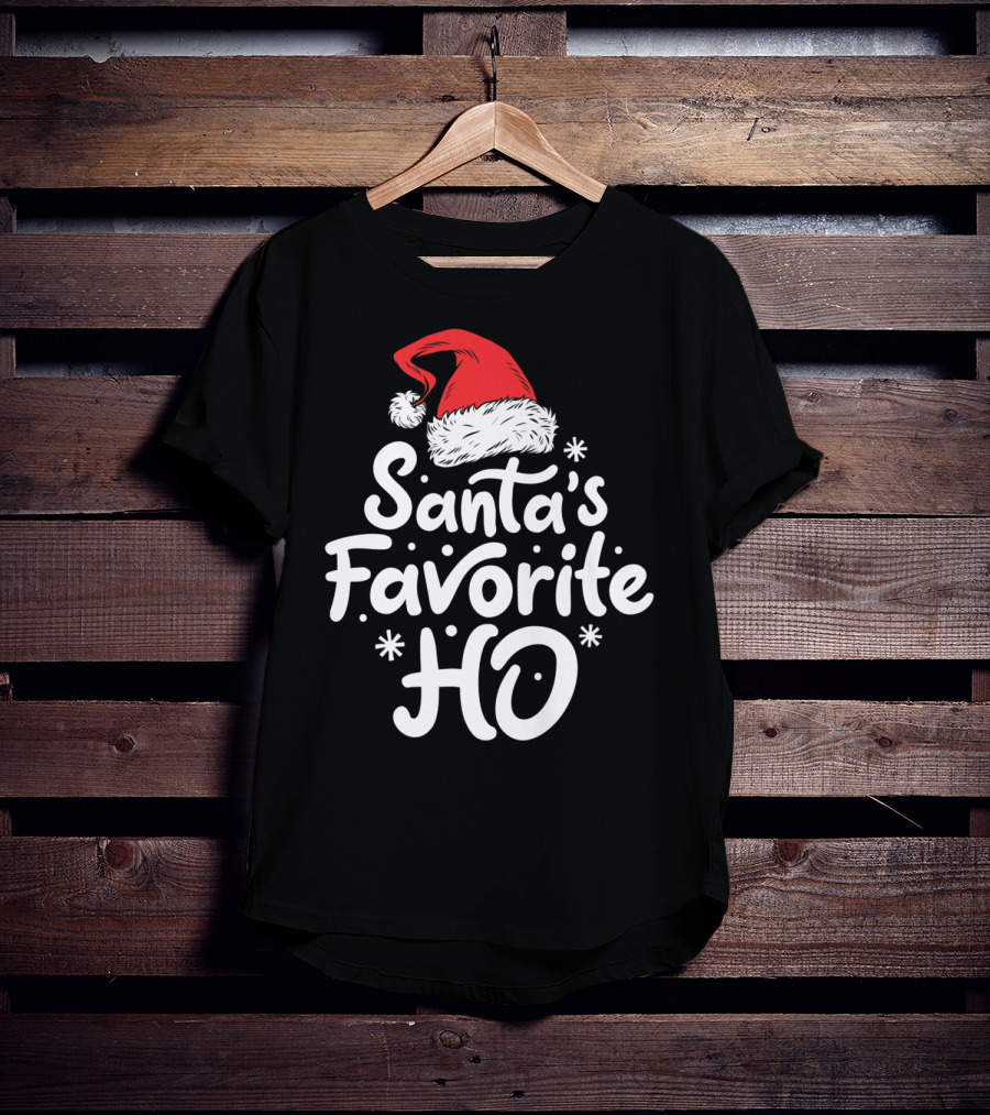 Santa's Favorite Ho Christmas Women Santa Hat T-Shirt