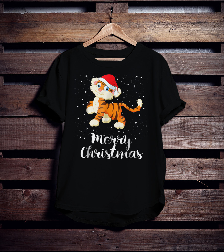 Merry Christmas Tiger Funny Christmas Matching Family Group T-Shirt