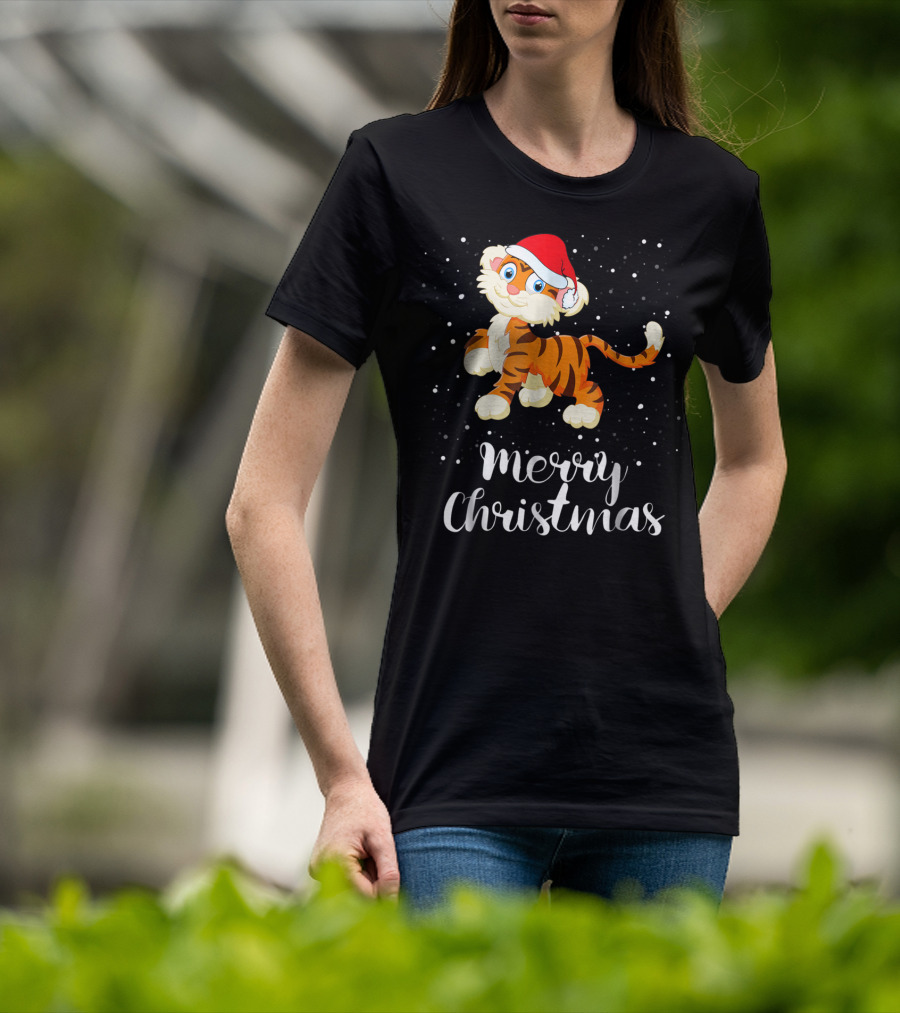 Merry Christmas Tiger Funny Christmas Matching Family Group T-Shirt