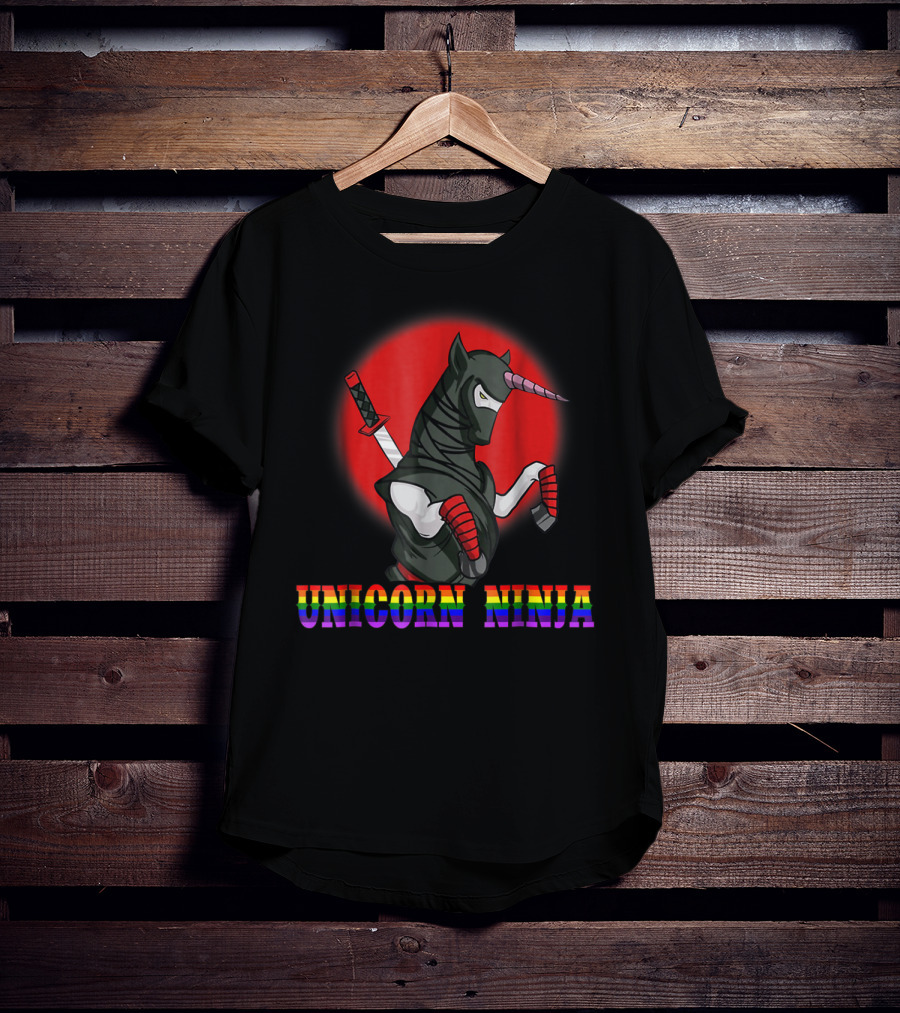 Unicorn Ninja Funny Cool Martial Arts Fighter Rainbow T-Shirt
