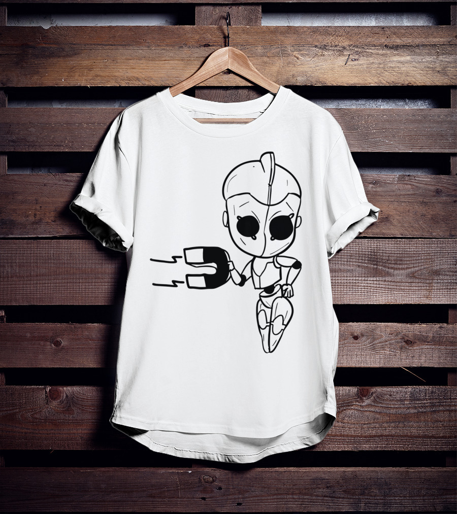 Valentines Couples Girl Her Him Girls Magnet Robot T-Shirt