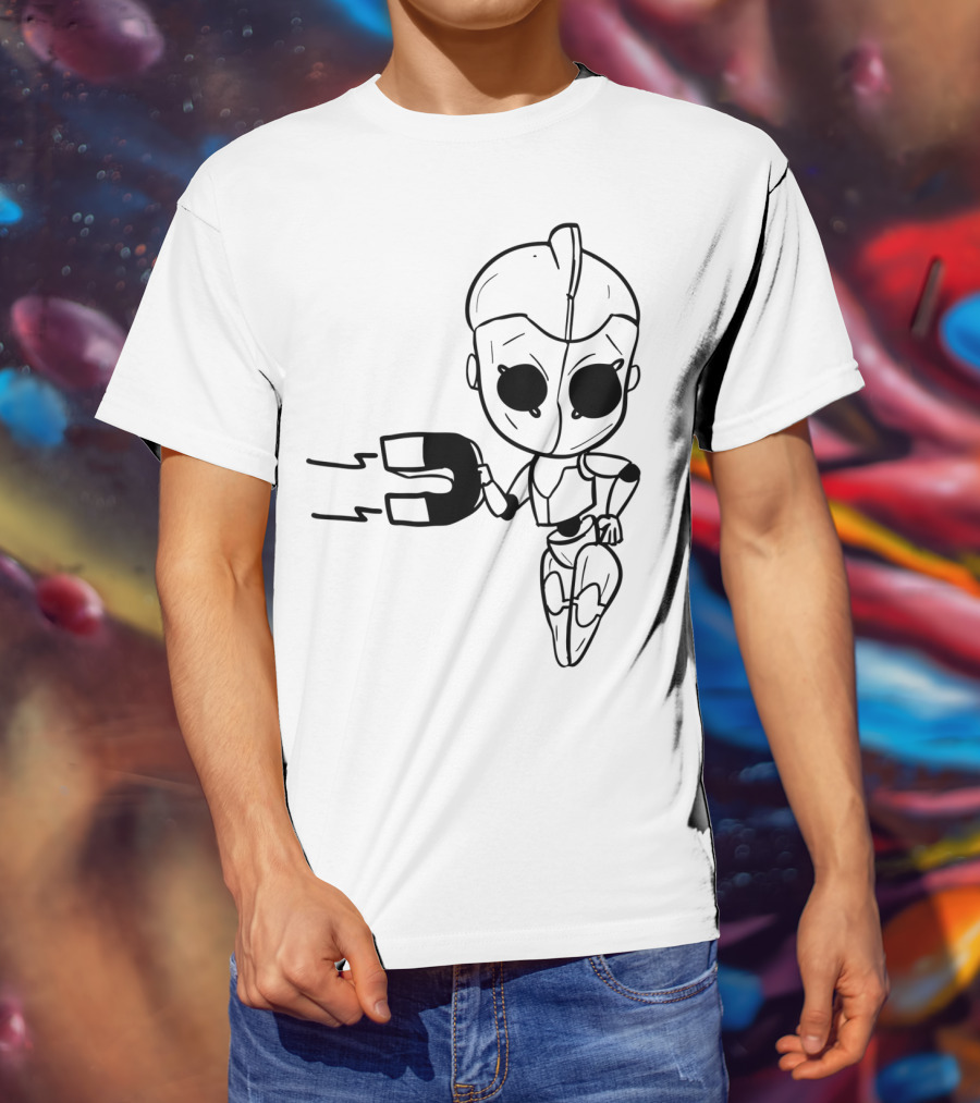 Valentines Couples Girl Her Him Girls Magnet Robot T-Shirt