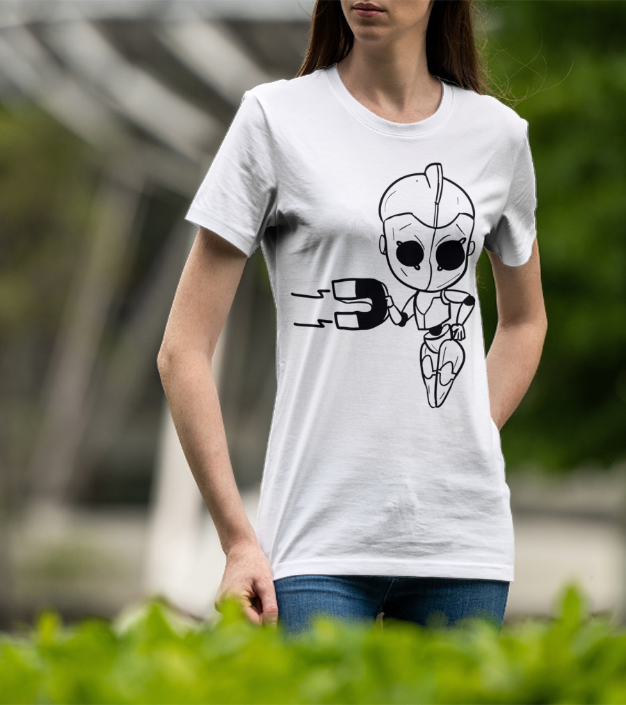 Valentines Couples Girl Her Him Girls Magnet Robot T-Shirt