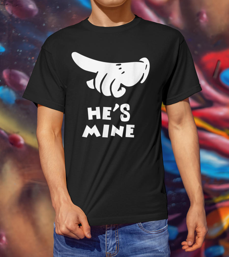 Valentines Day He's Mine Couples Hand Design 15 T-Shirt