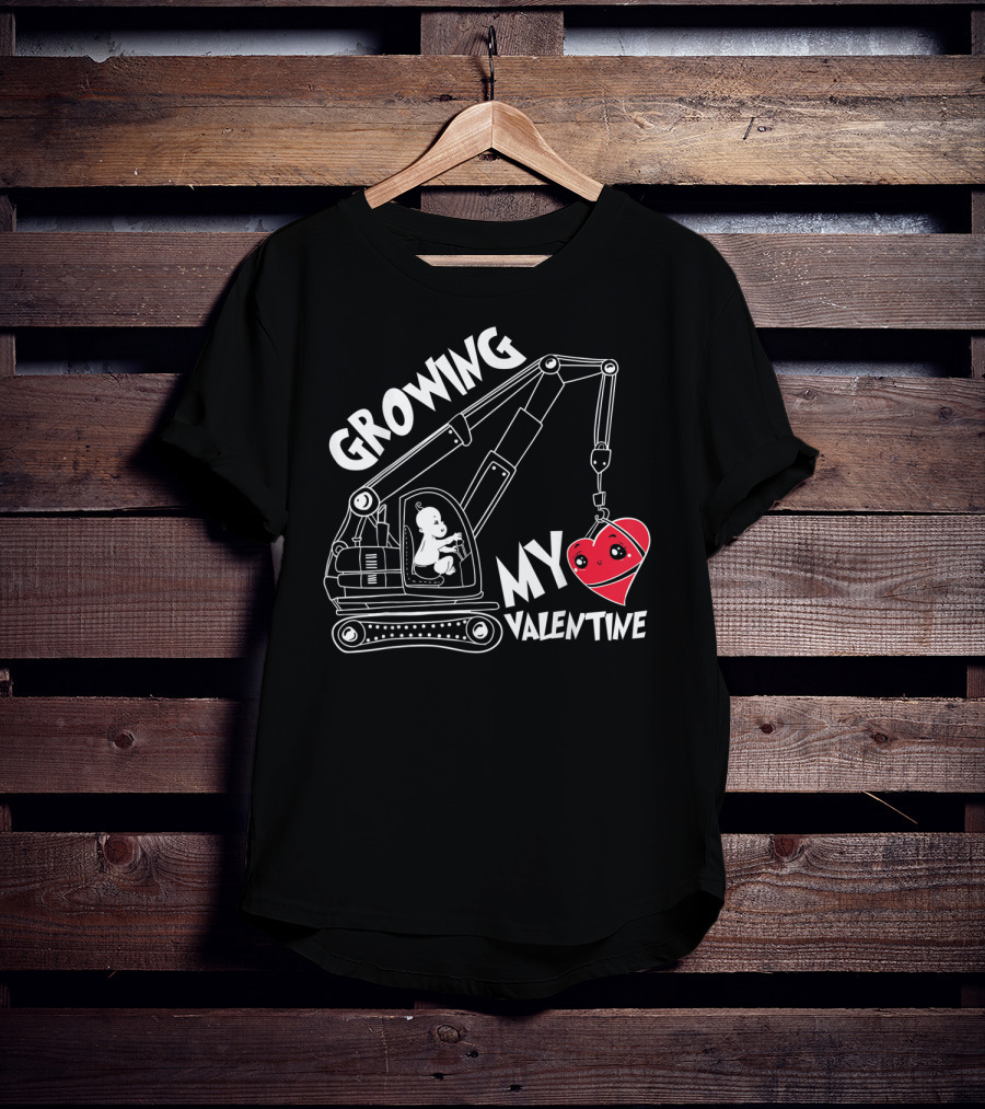 Growing My Valentine Valentine's Children Excavator Heart T-Shirt
