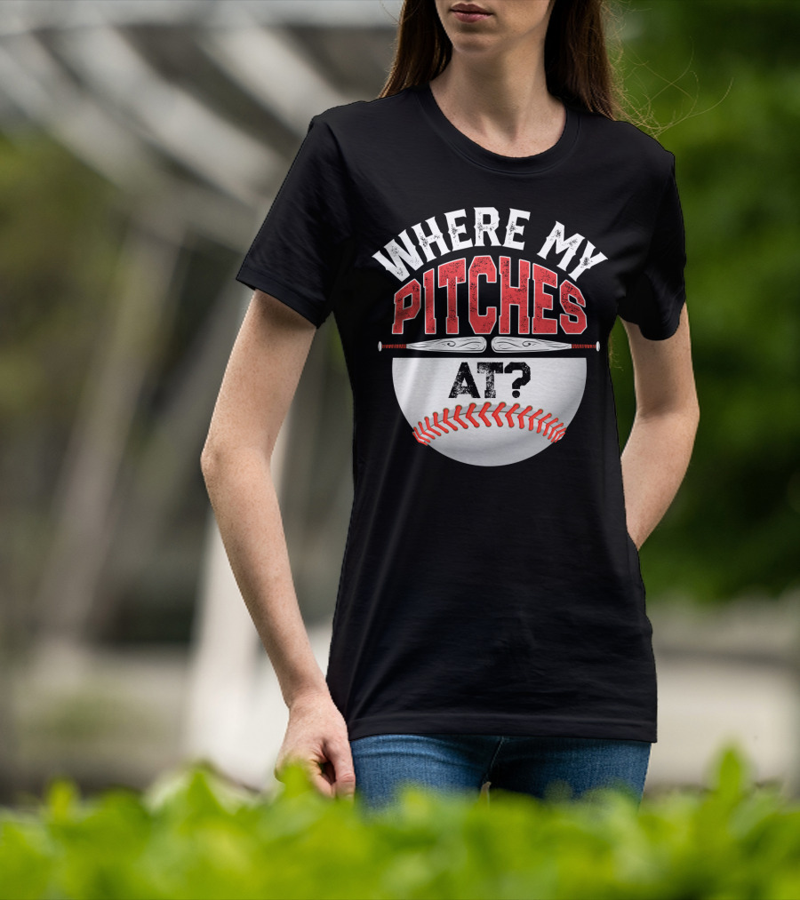 Where My Pitches At Baseball Kids11 Baseball T-Shirt