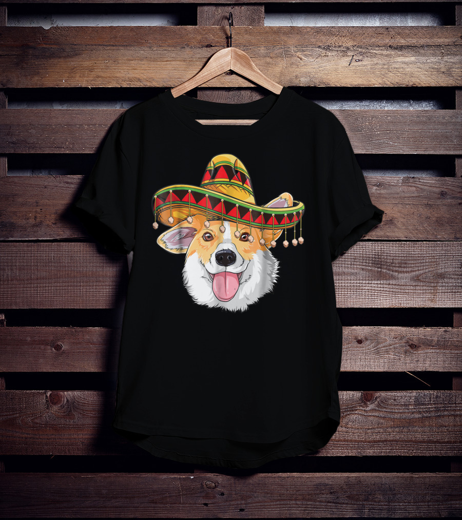 Cinco De Mayo Corgi Kids Boy Girl Sombrero Hat T-Shirt