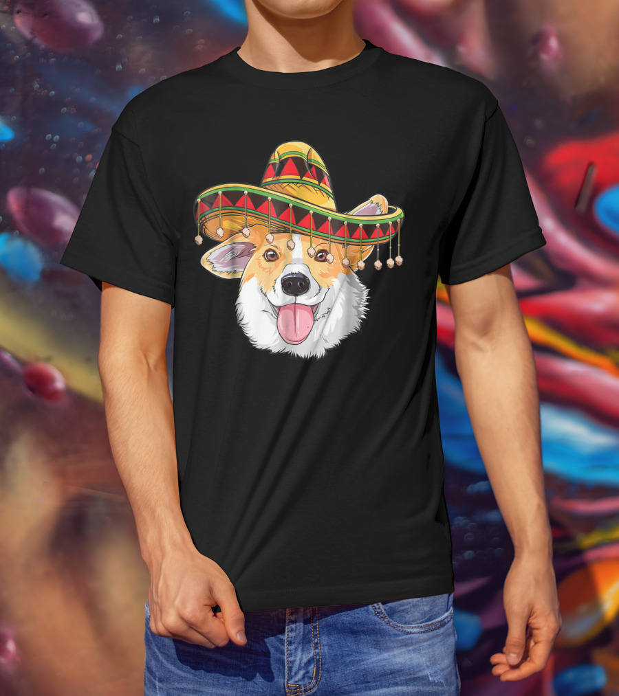 Cinco De Mayo Corgi Kids Boy Girl Sombrero Hat T-Shirt