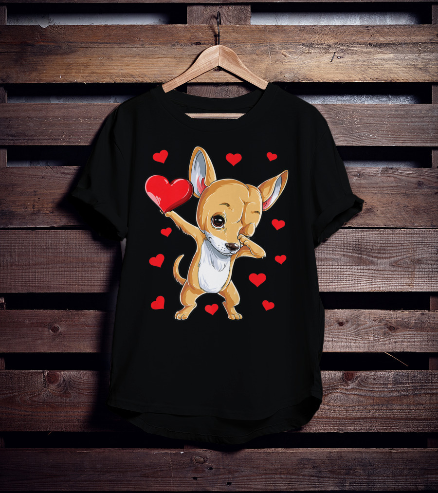 Dabbing Chihuahua Valentines Day Dog Lover Heart Boys4 T-Shirt