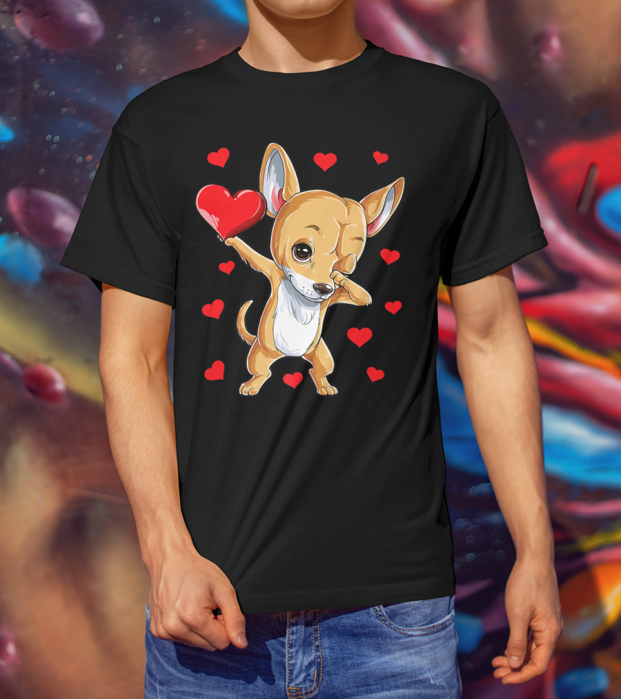 Dabbing Chihuahua Valentines Day Dog Lover Heart Boys4 T-Shirt
