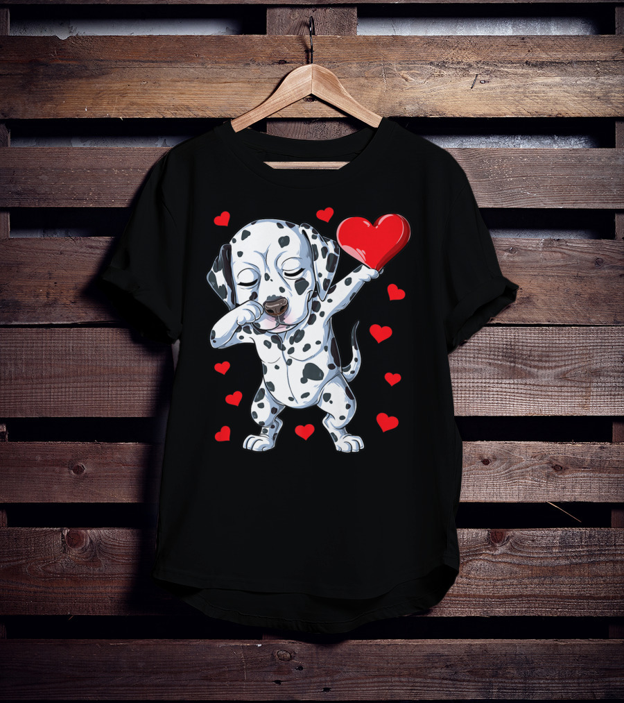 Dabbing Dalmatian Valentines Day Dog Lover Heart Boys1 T-Shirt