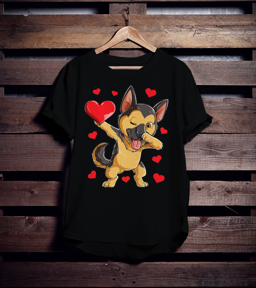 German Shepherd Dabbing Valentine Dog Heart Boys T-Shirt