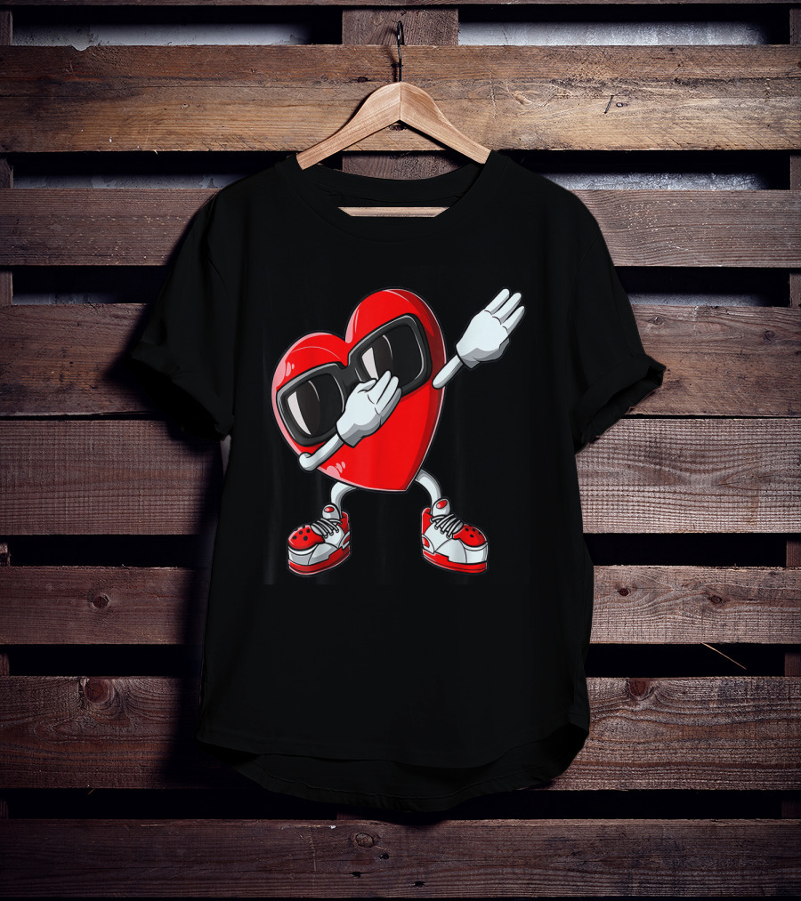 Dabbing Heart Valentines Day Love Funny19 Sunglasses Sneakers T-Shirt