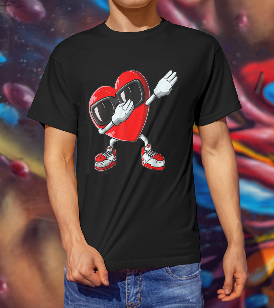 Dabbing Heart Valentines Day Love Funny19 Sunglasses Sneakers T-Shirt