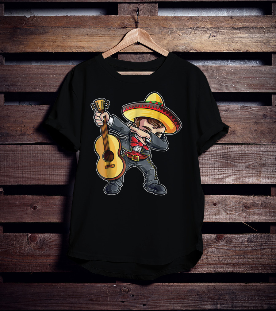 Dabbing Mariachi Guitar Cinco De Mayo Dab Men Kids Sombrero T-Shirt