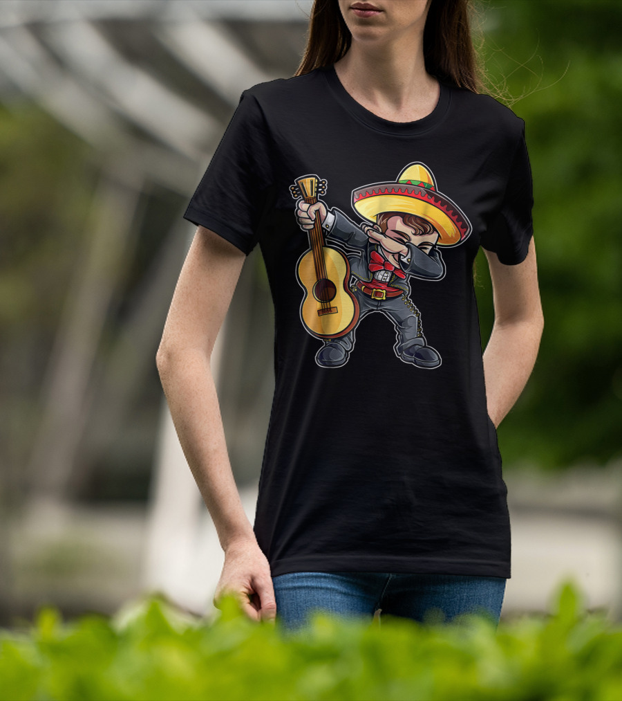 Dabbing Mariachi Guitar Cinco De Mayo Dab Men Kids Sombrero T-Shirt