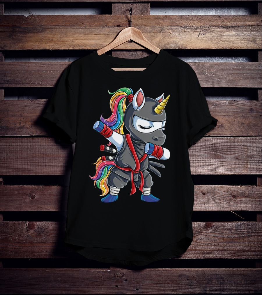 Dabbing Ninja Unicorn Rainbow Martial Arts Women T-Shirt
