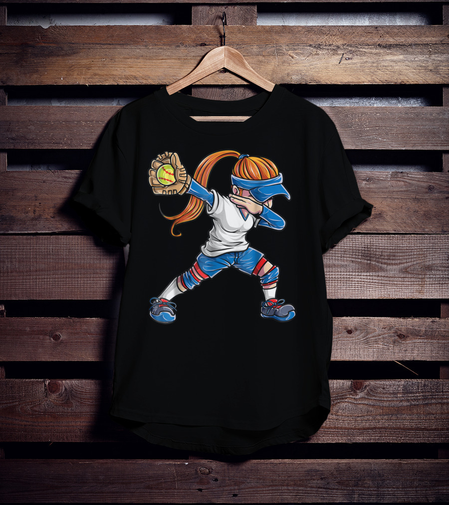 Dabbing Softball Girl Catcher Pitcher Women Dab T-Shirt