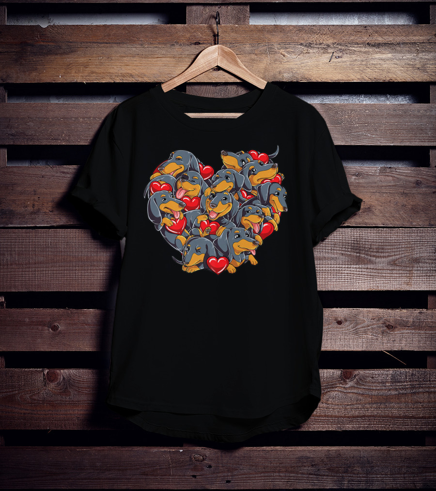 Heart Of Dachshund Valentine Sausage Dog Lover Boys15 T-Shirt