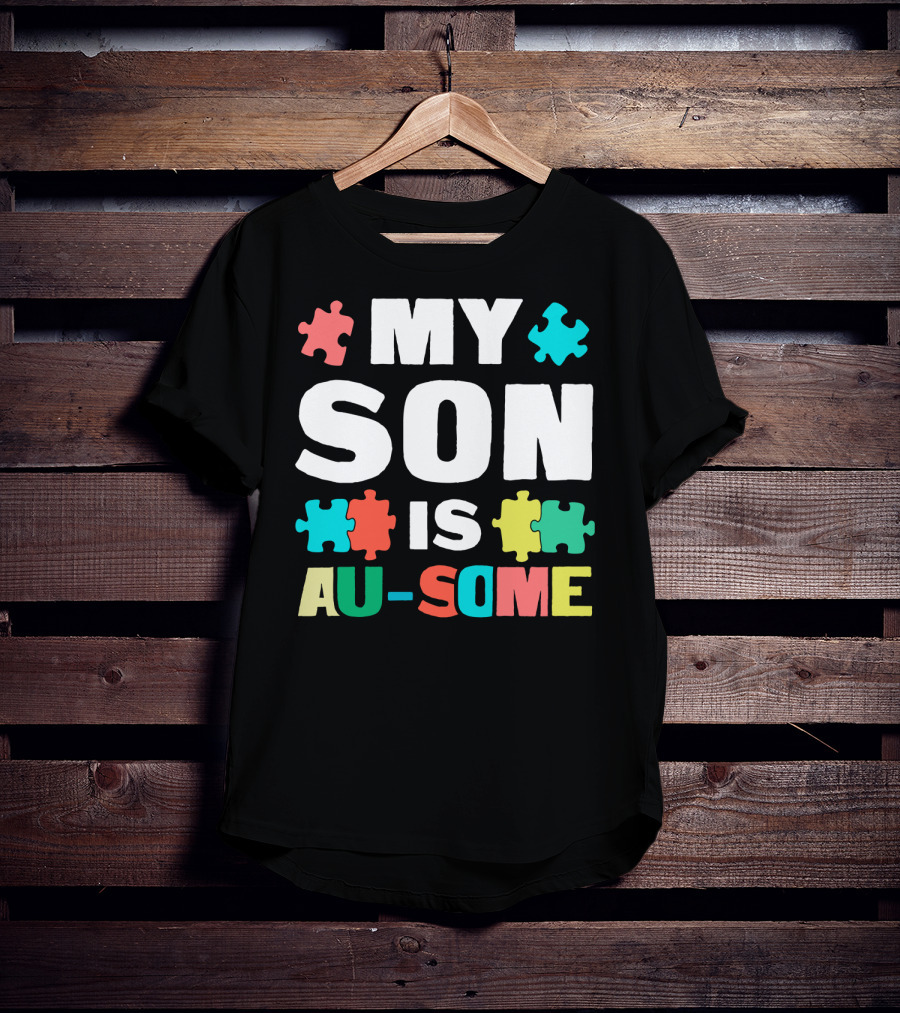 My Son Is Au-Some Autism Puzzle Pieces T-Shirt