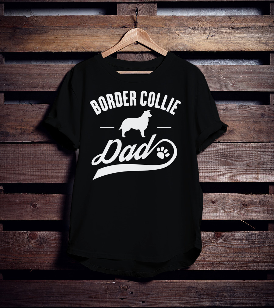 Border Collie Dad Dog Owner Lover Paw Prints T-Shirt