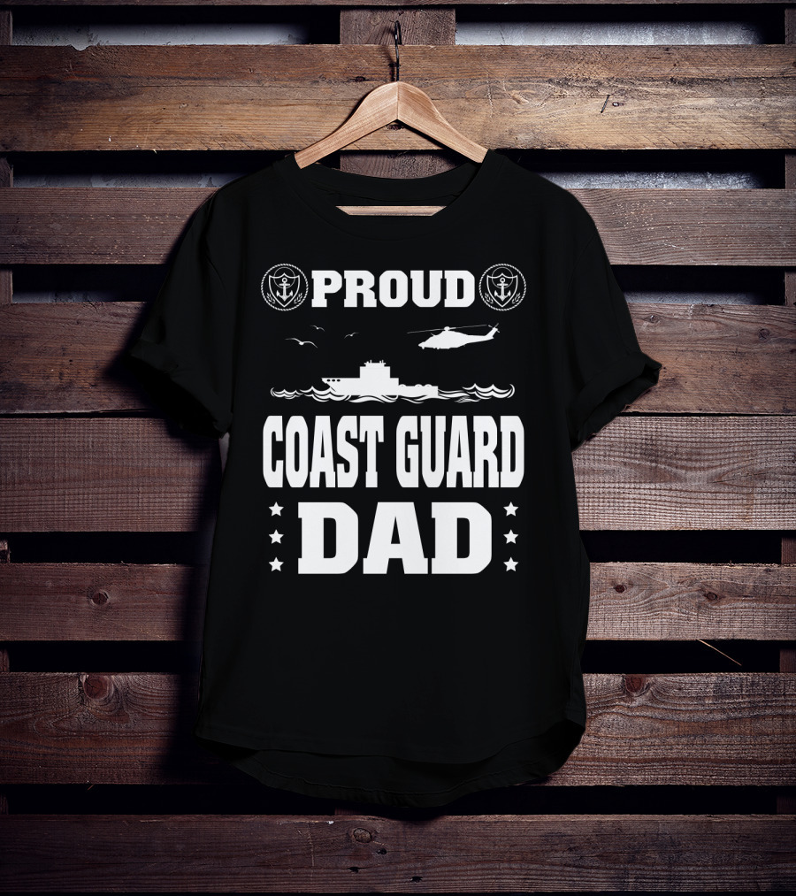 Proud Coast Guard Dad Helicopter And Ship Memorial Day Recognition T-Shirt