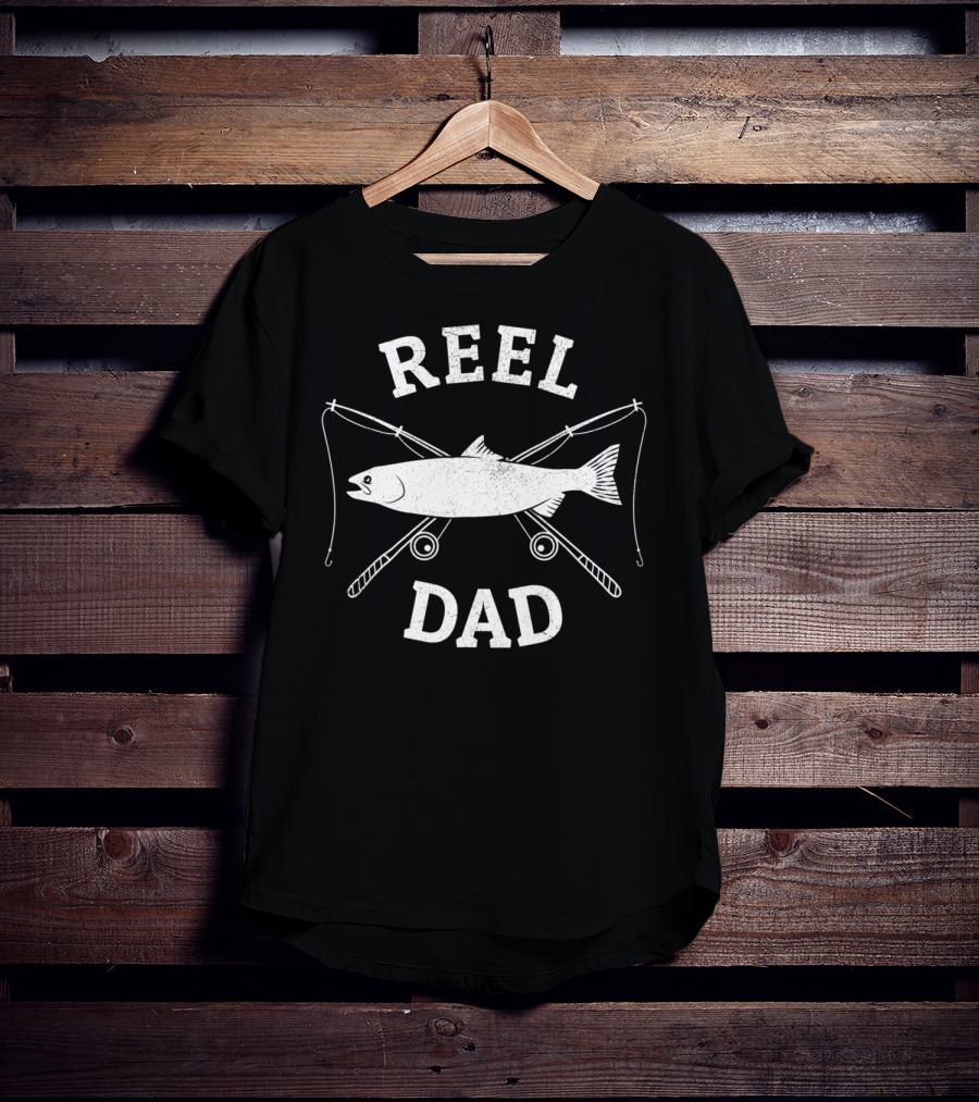 Mens Awesome Reel Great Dad Fishing Rods And Fish T-Shirt
