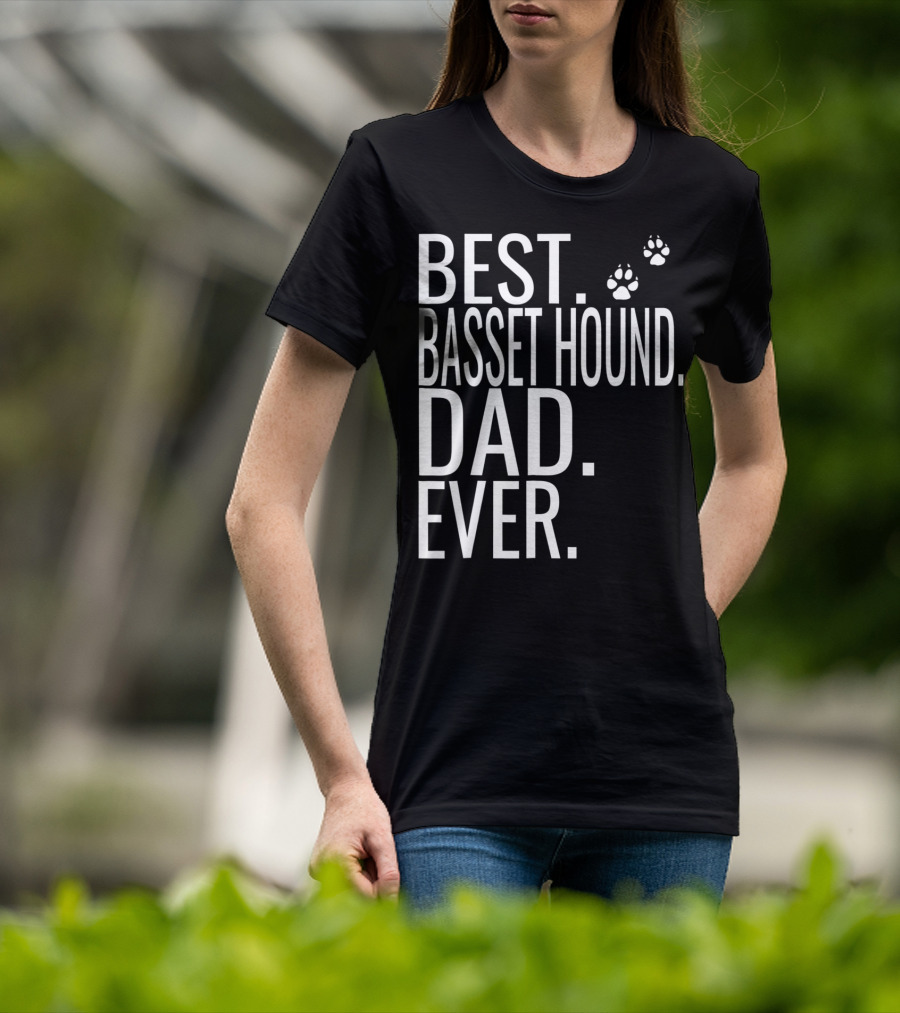 Best Basset Hound Dad Ever Mens Dog Paw Prints T-Shirt